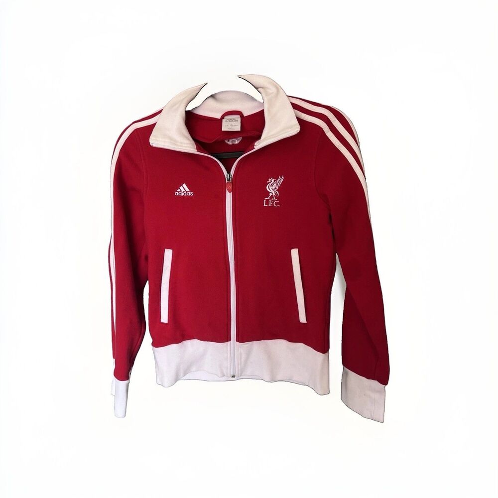 Vintage Adidas Liverpool Football Jacket Soccer Red Track Top  Zip Size S